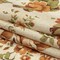 1 Yard Cream, Cinnamon, and Green Floral Medium Weight Linen Woven Fabric